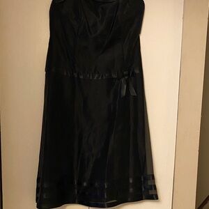 Dessy Collection Black Strapless Dress with Ribbon Detail